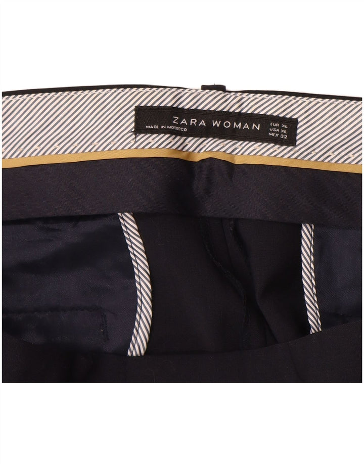 ZARA Damen Slim Anzughose XL W32 L26 Marineblaue Wolle