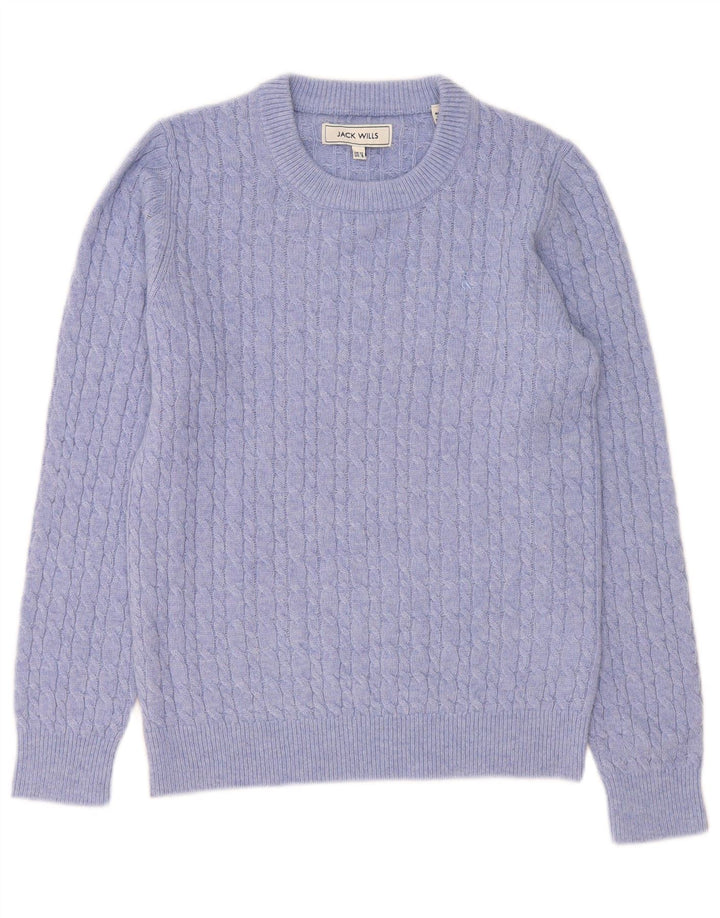 Jack Wills Damen-Pullover mit Rundhalsausschnitt, UK-Gr. 12, mittelviolette Wolle