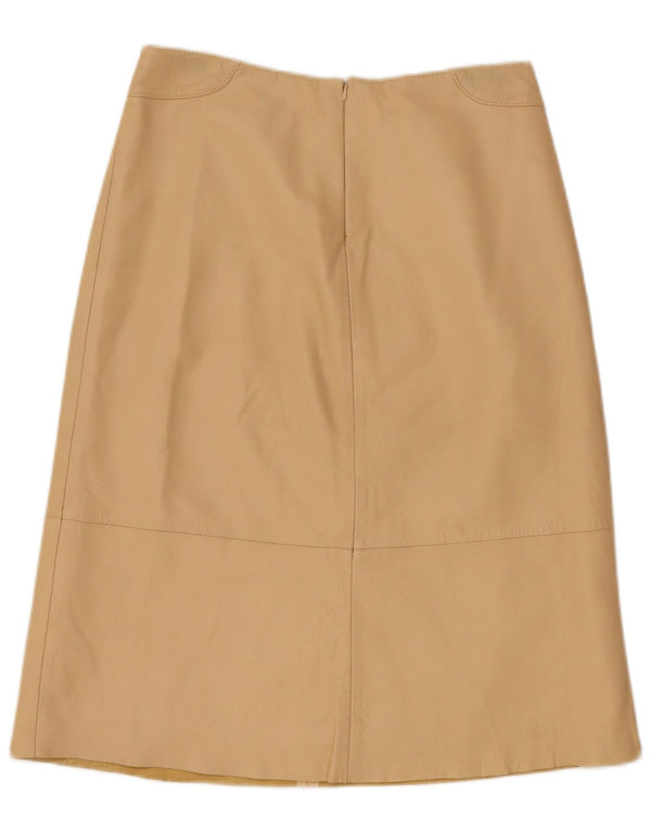 Vintage Damen Lederrock UK 12 Medium W28 Beige