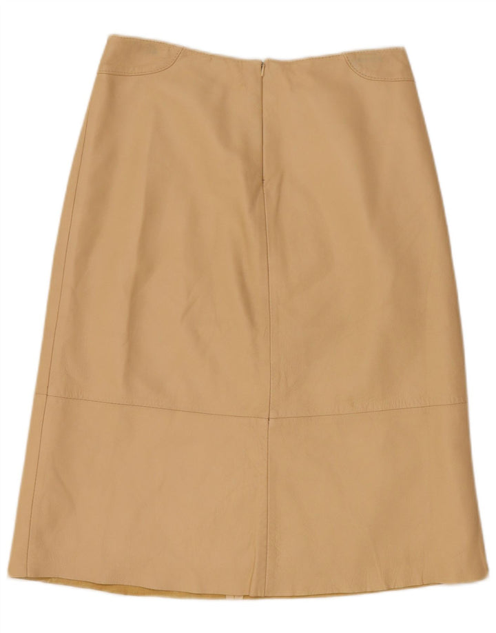 Vintage Damen Lederrock UK 12 Medium W28 Beige