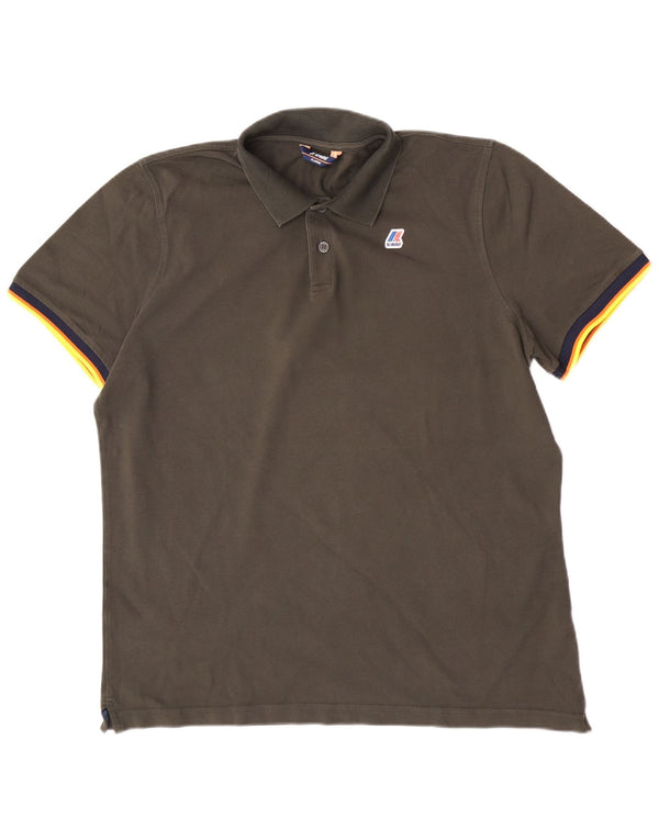K-Way Herren-Poloshirt XL Khaki Colourblock