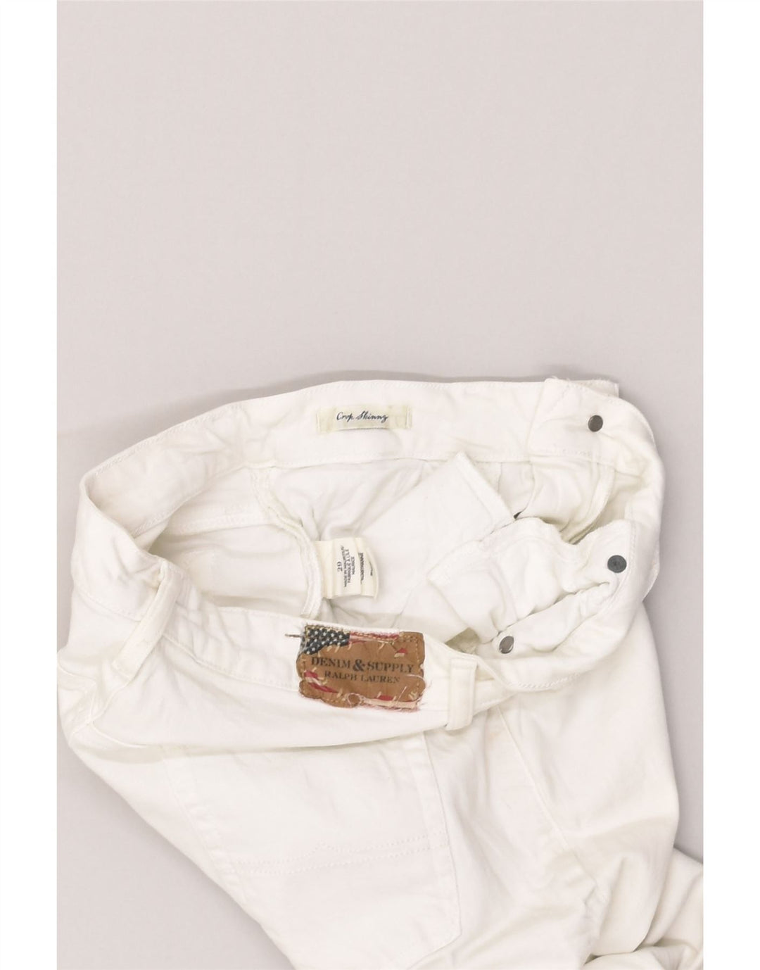 RALPH LAUREN Womens Tapered Casual Trousers W29 L25  White Cotton | Vintage Ralph Lauren | Thrift | Second-Hand Ralph Lauren | Used Clothing | Messina Hembry 