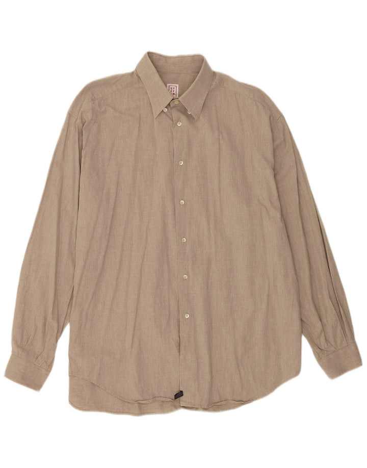 Stefanel Herrenhemd XL Beige Baumwolle