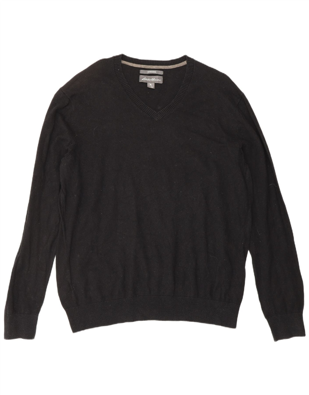 Eddie Bauer Herren-Pullover mit V-Ausschnitt, XL, schwarze Baumwolle