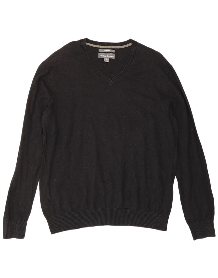 Eddie Bauer Herren-Pullover mit V-Ausschnitt, XL, schwarze Baumwolle
