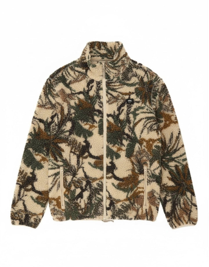 Vans Herren Fleecejacke UK 38 Mittelgrünes Blumenmuster aus Polyester
