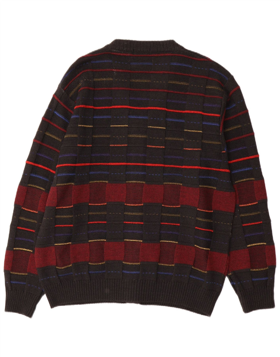 Vintage Herren Cardigan Pullover IT 48 Mittelschwarz karierte Wolle