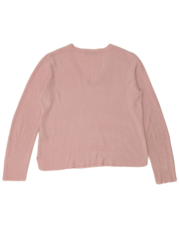 Marks & Spencer Damen Crop V-Ausschnitt Pullover Pullover UK 14 Mittelrosa Acryl
