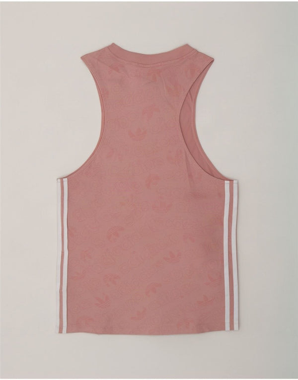 Adidas Damen Graphic Vest Top UK 8 Small Rosa Baumwolle