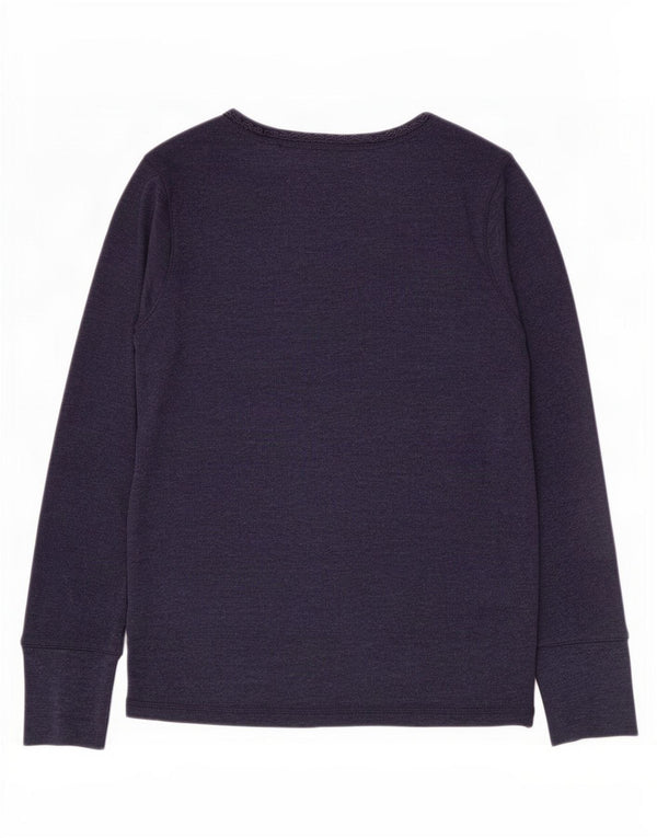 Marks & Spencer Damen Top Langarm UK 12 Medium Marineblau Baumwolle