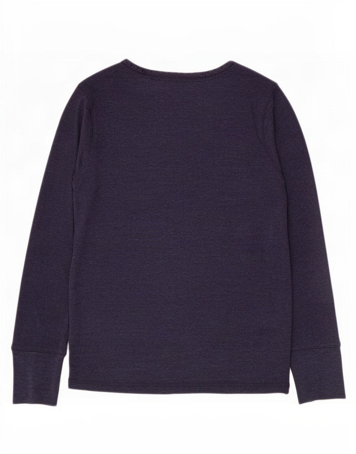 Marks & Spencer Damen Top Langarm UK 12 Medium Marineblau Baumwolle