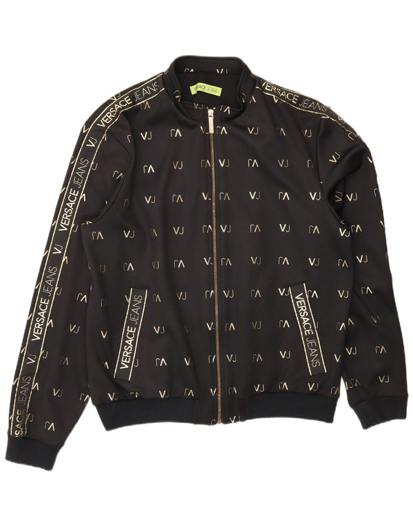 Versace Herren-Trainingsanzugoberteil mit Grafik, XL, Schwarz, Polyester, Sport