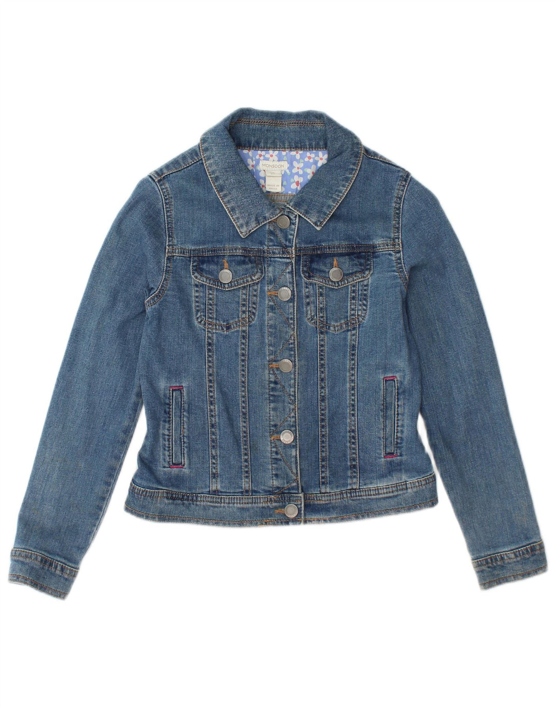 MONSOON Girls Denim Jacket 11-12 Years Blue Cotton