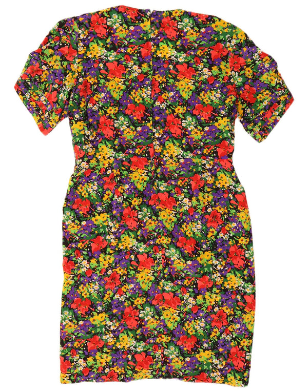 Vintage Damen Etuikleid US 18 2XL Mehrfarbiges florales Polyester