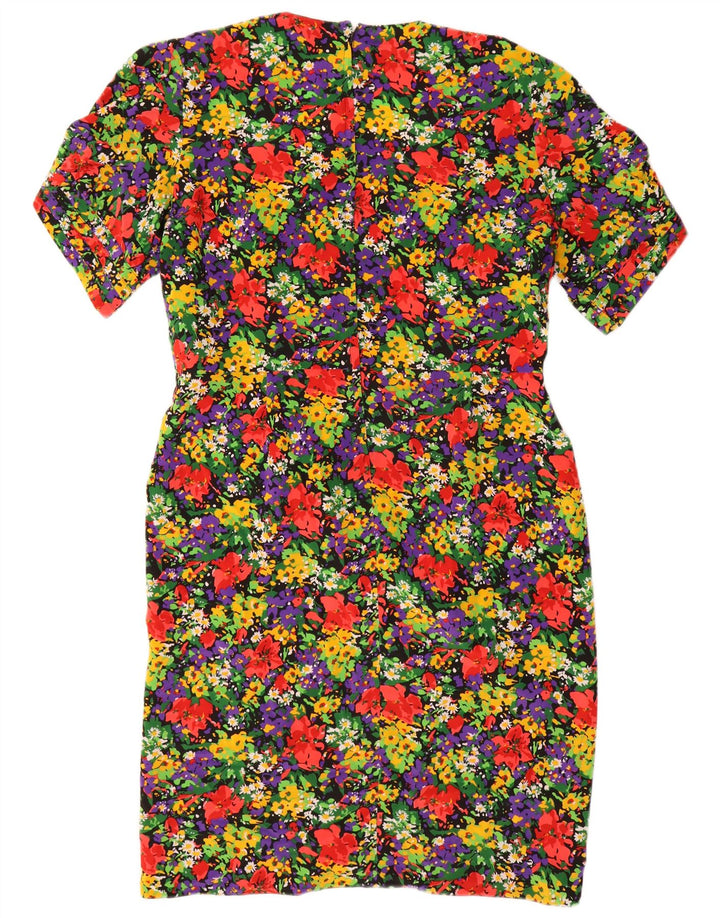 Vintage Damen Etuikleid US 18 2XL Mehrfarbiges florales Polyester