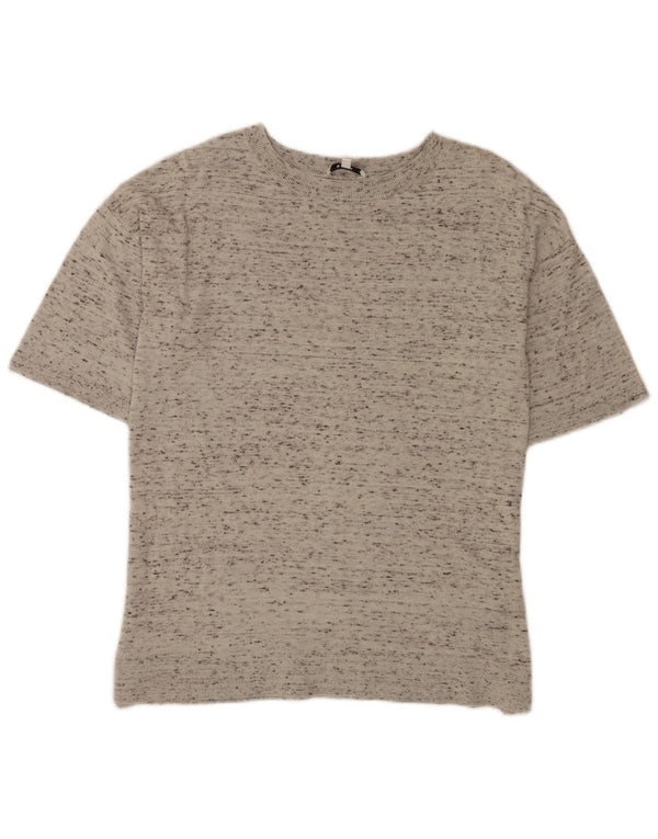 Reiss Damen T-Shirt Top UK 12 Mittelgrau gefleckte Baumwolle