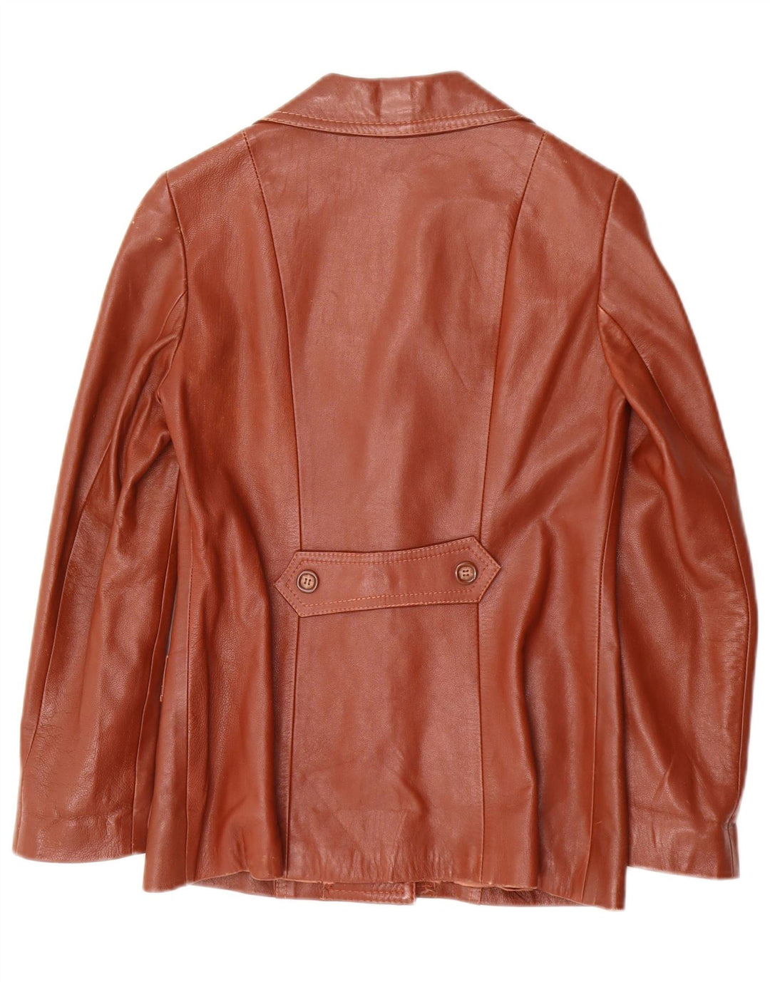 Vintage Damen 3 Knopf Leder Blazer Jacke IT 40 Kleines braunes Leder