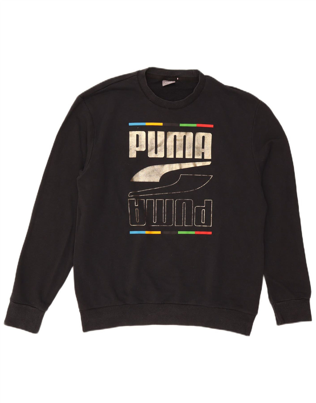 Puma Herren Grafik-Sweatshirt-Pullover aus mittelschwarzer Baumwolle