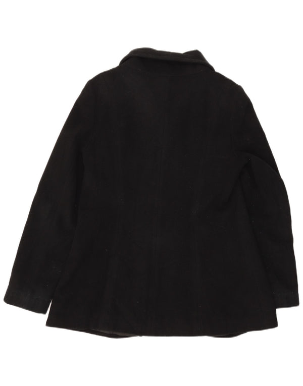 Zara Damen 3-Knopf-Blazerjacke UK 14 Große schwarze Wolle
