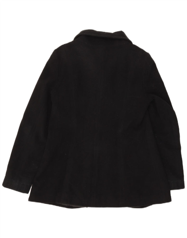 Zara Damen 3-Knopf-Blazerjacke UK 14 Große schwarze Wolle