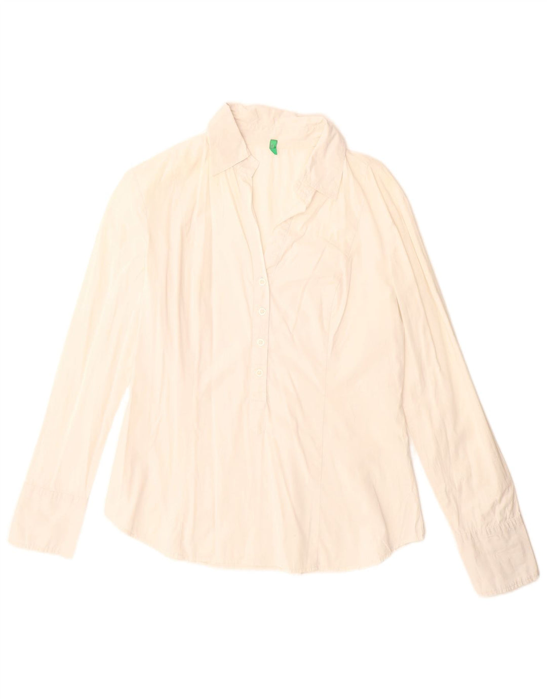 Benetton Damen-Pullover-Hemd, UK-Größe 46, Größe L, cremefarbene Baumwolle