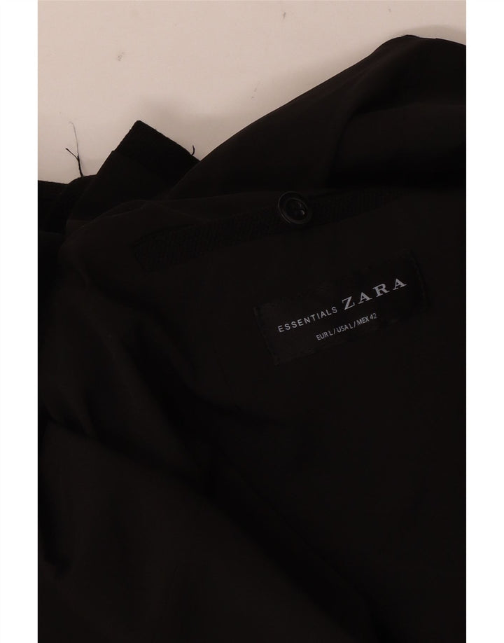 Zara Herren 2-Knopf-Blazerjacke UK 40 Large Schwarz