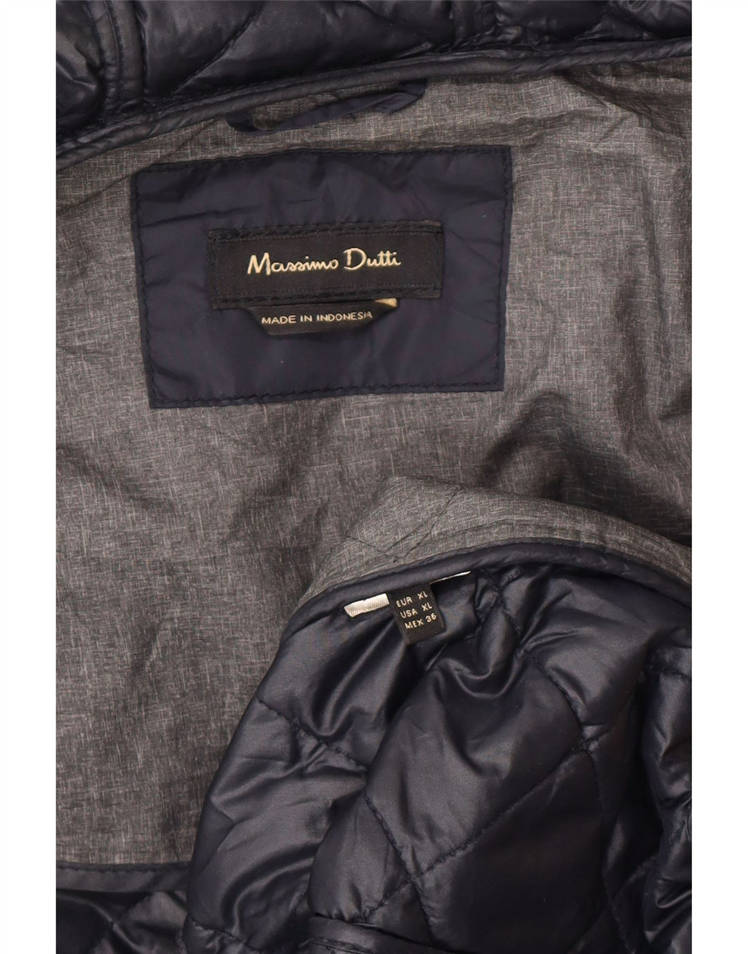 Massimo Dutti Damen Steppjacke mit Kapuze UK 18 XL Marineblau