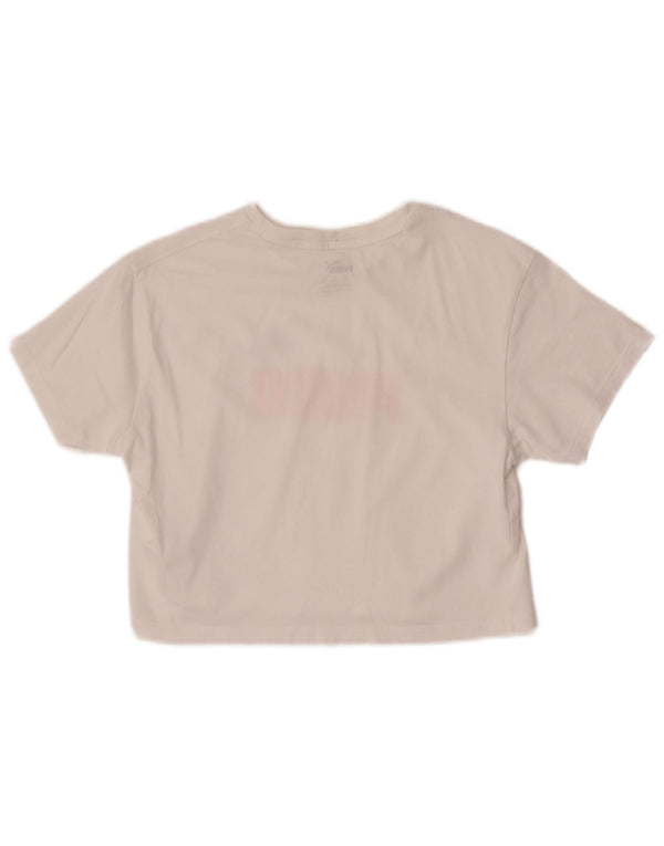 Puma Mädchen Crop Graphic T-Shirt Top 9–10 Jahre weiße Baumwolle
