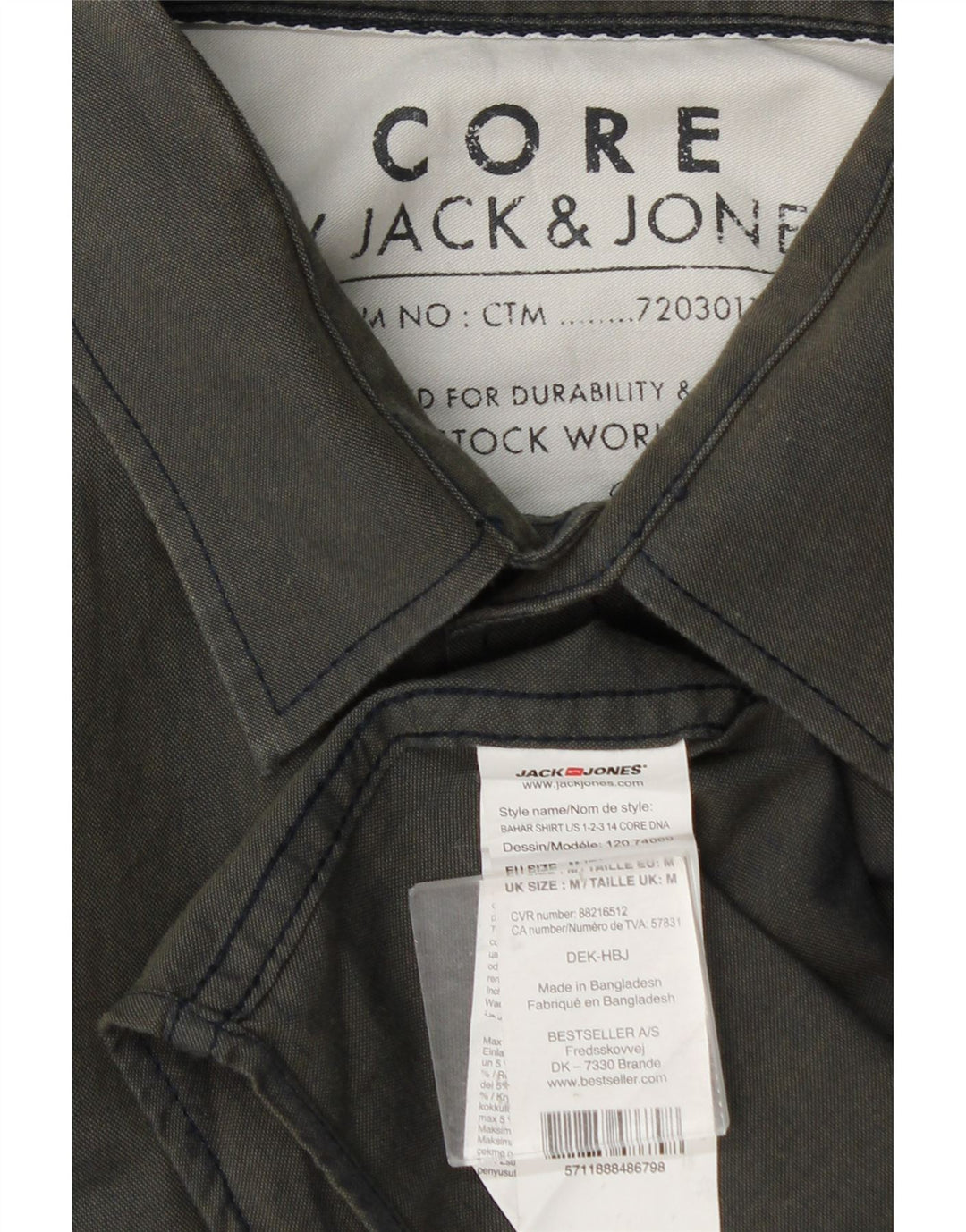 Jack & Jones Herrenhemd aus mittlerer Khaki-Baumwolle