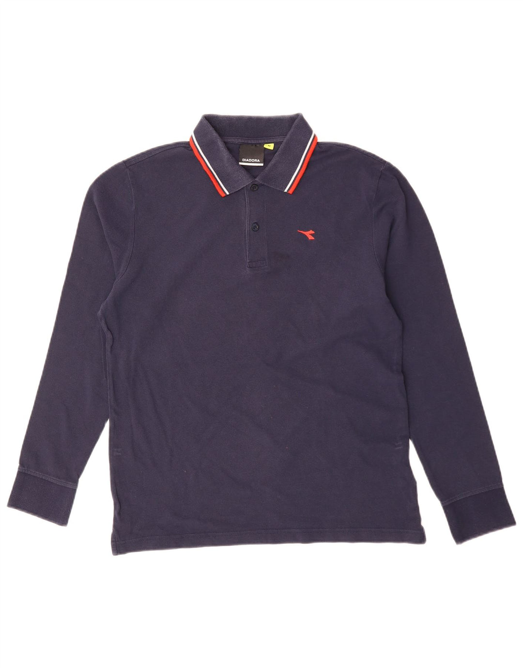Diadora Herren-Langarm-Poloshirt, mittelmarineblaue Baumwolle