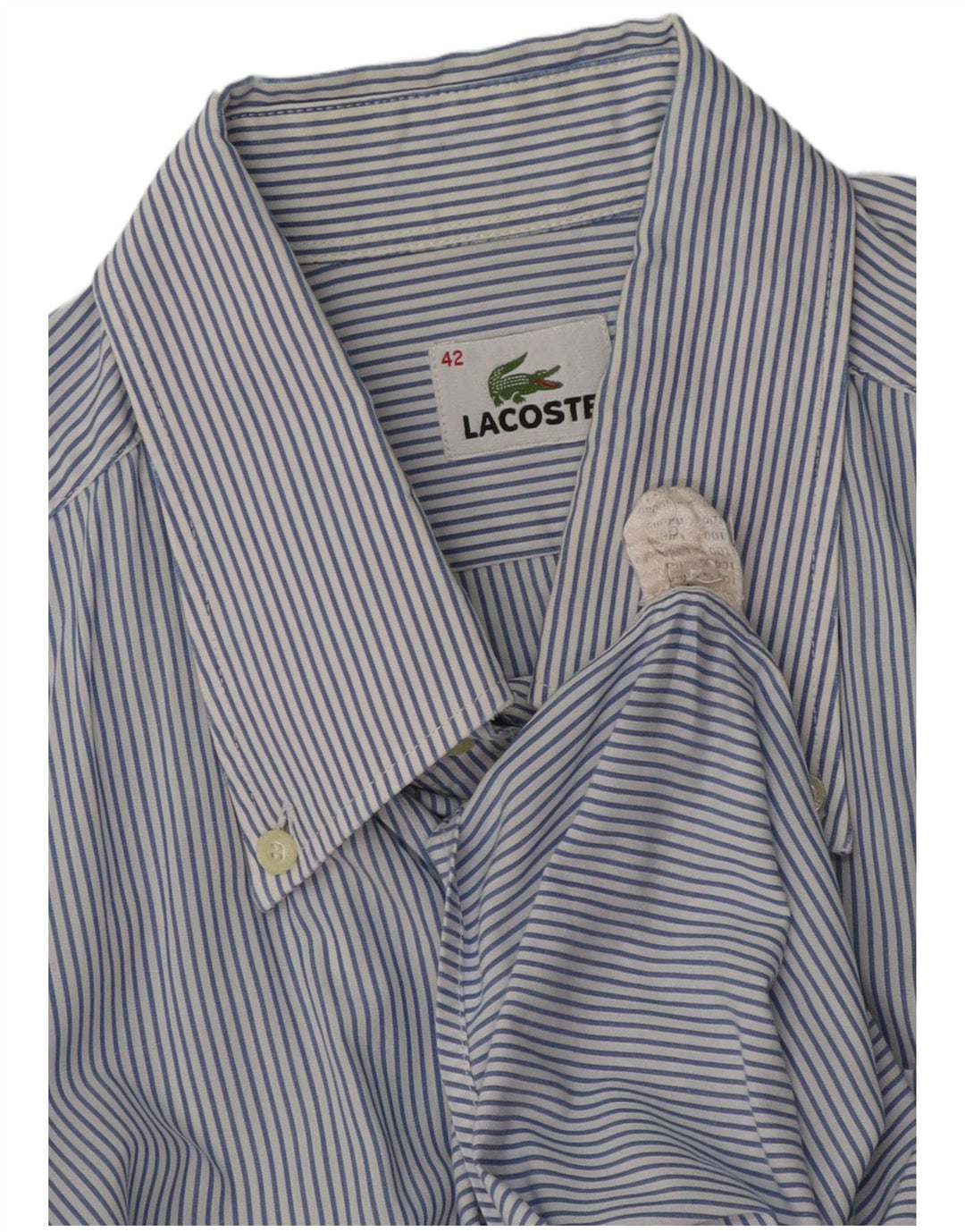 LACOSTE Herrenhemd, Größe 42, große blaue Nadelstreifen-Baumwolle