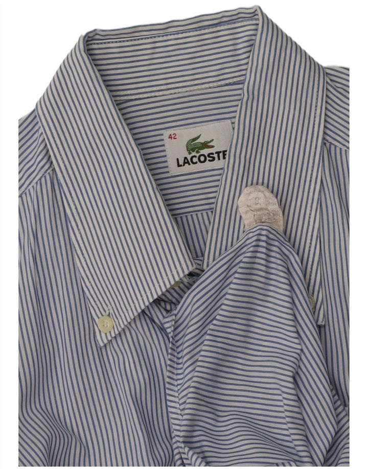 LACOSTE Herrenhemd, Größe 42, große blaue Nadelstreifen-Baumwolle