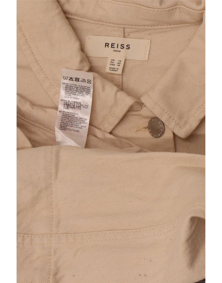 Reiss Womens Denim Utility Jacke UK 14 Medium Off White Baumwolle
