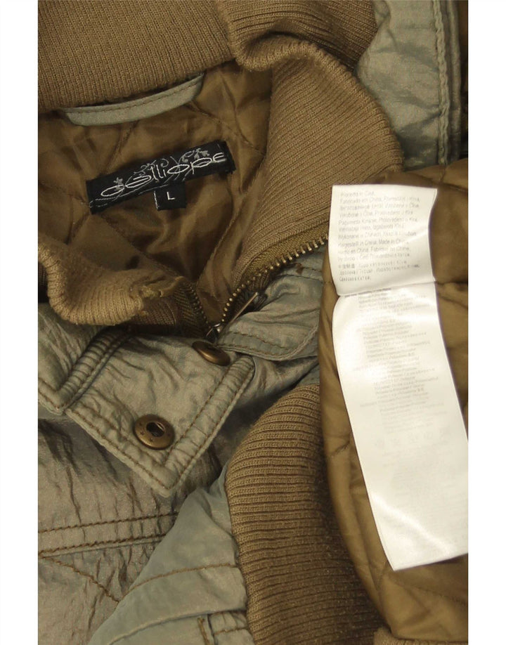 Calliope Wattierte Damenjacke mit Kapuze, UK 16, Größe L, Khaki, Nylon