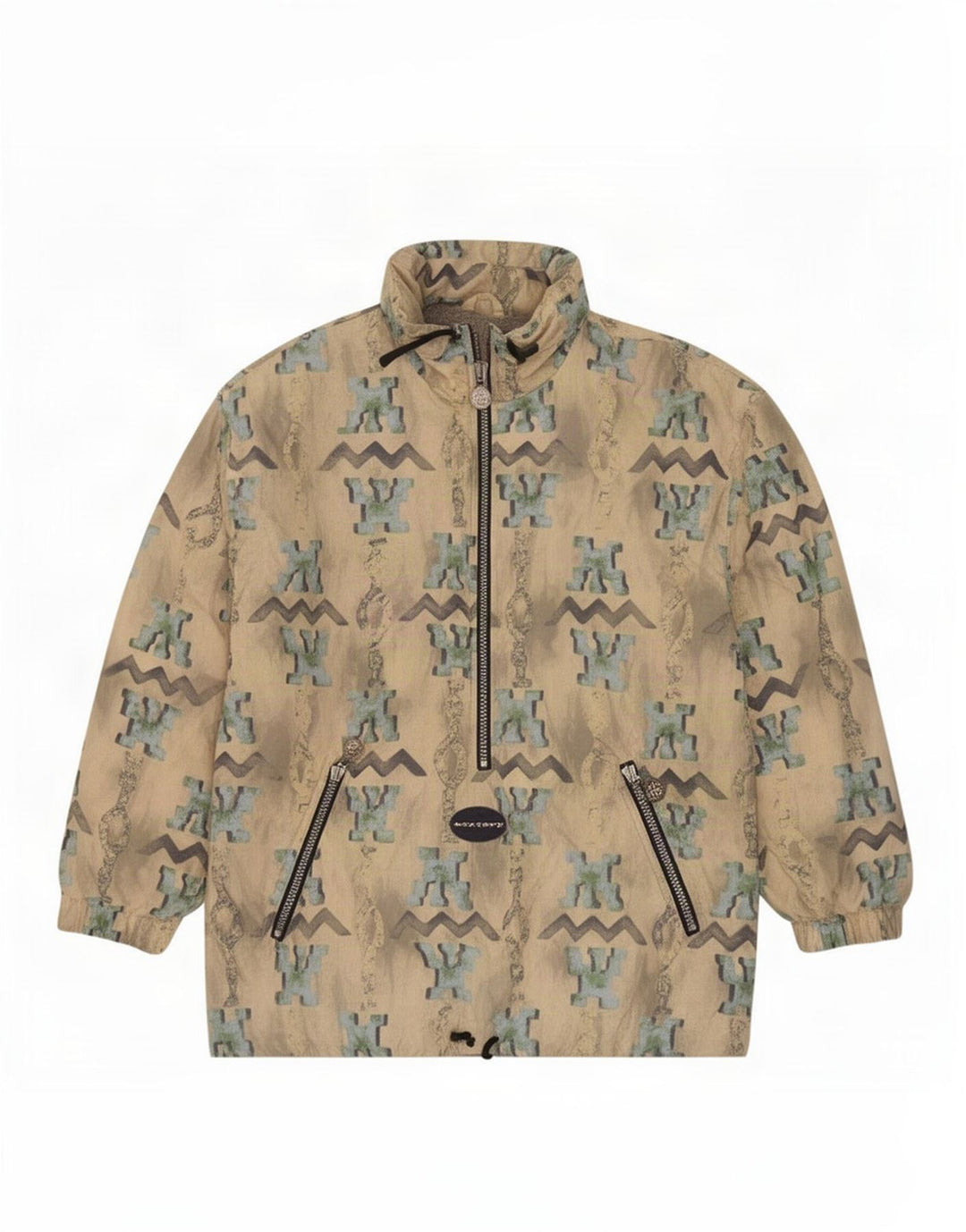 Exxtasy Herren-Anorakjacke mit abstraktem Muster, lockere Passform, UK 36, Größe S, gebrochenes Weiß