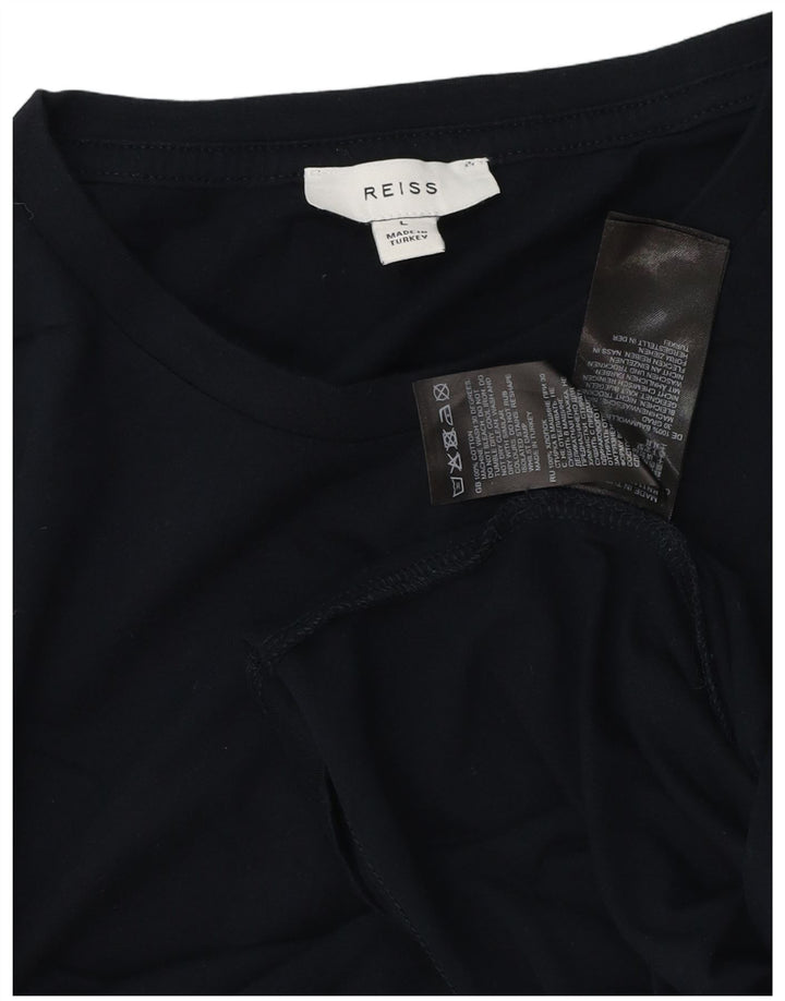 Reiss Herren T-Shirt Top Large Marineblau Baumwolle