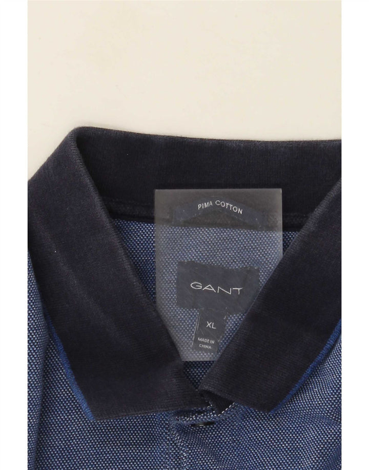Gant Herren Poloshirt XL Blau Colourblock Baumwolle