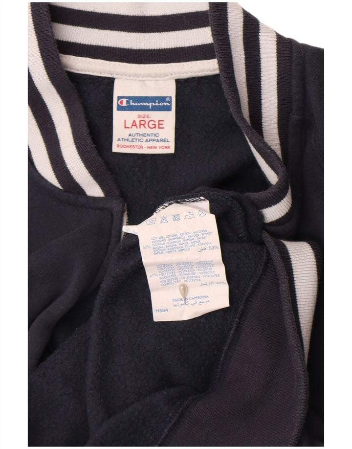 Champion Herren-Trainingsanzug-Oberteil, große marineblau gestreifte Baumwolle
