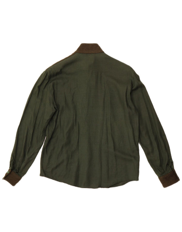 PANCALDI & B Damen-Militärhemdbluse UK 14 Mittelgrüner Farbblock