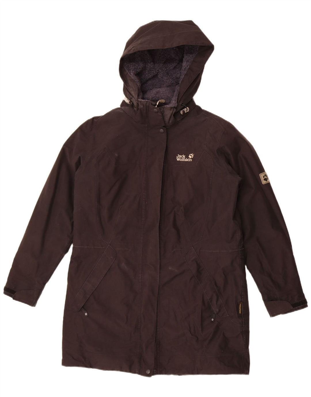 Jack Wolfskin Damen Kapuzen-Windbreaker-Mantel UK 16 Large Schwarz Polyester