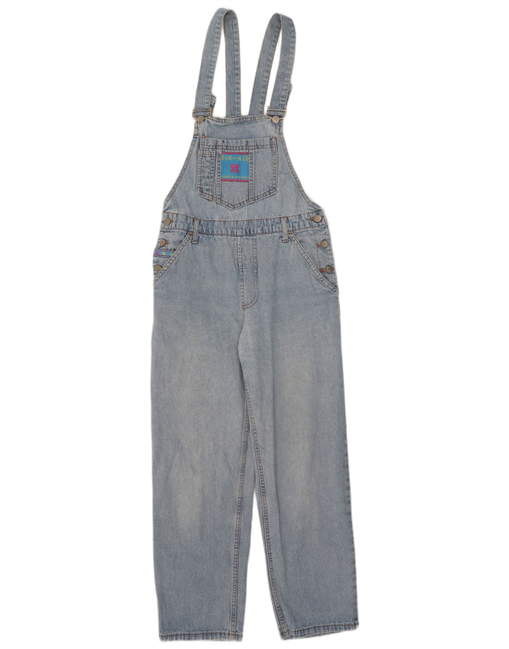 Vintage Damen Latzhose mit gerader Grafik und gerader Jeans, EU 38, mittelblaue Baumwolle
