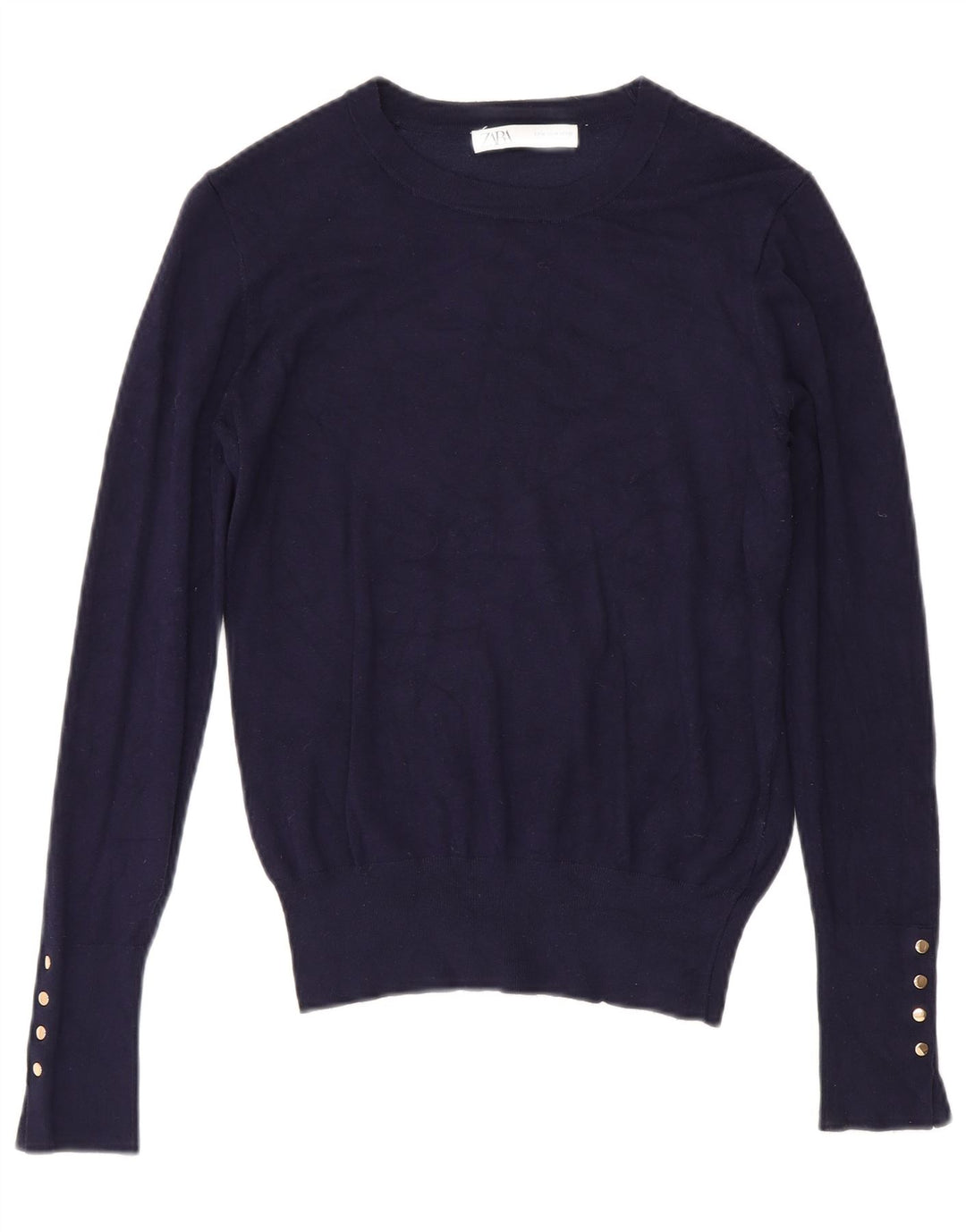 Zara Damen-Pullover mit U-Boot-Ausschnitt, Gr. 12, mittleres Marineblau