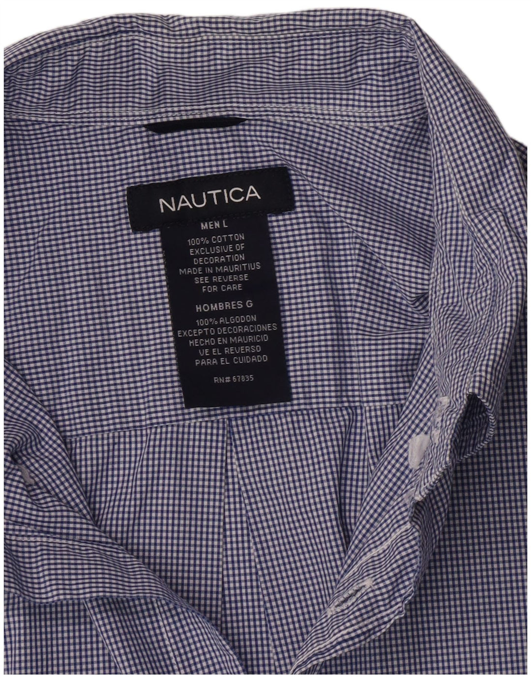 Nautica Herrenhemd, groß, blau, Gingham-Baumwolle