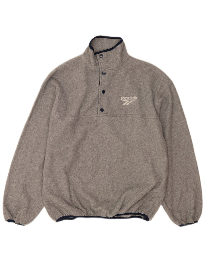Reebok Herren-Fleecepullover mit Knopfkragen, XL, grau, Polyester