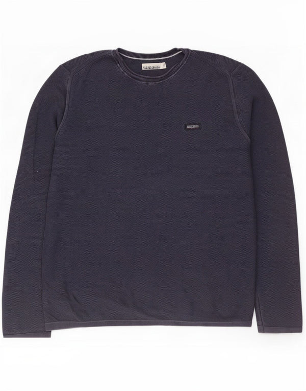 Napapijri Herren-Pullover mit Rundhalsausschnitt, mittelmarineblaue Baumwolle