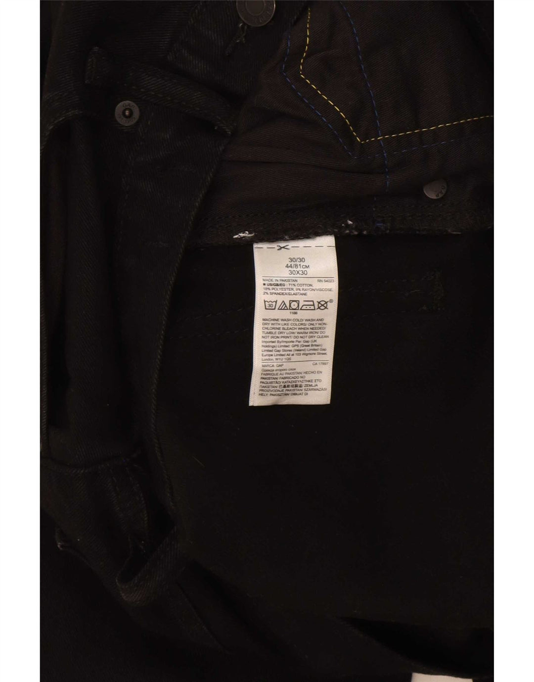 Gap Herren Slim Jeans W30 L30 Schwarz Baumwolle