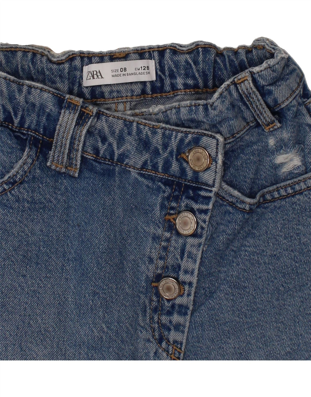 ZARA Girls Distressed Denim Shorts 7-8 Years W24 Blue Vintage Zara and Second-Hand Zara from Messina Hembry 