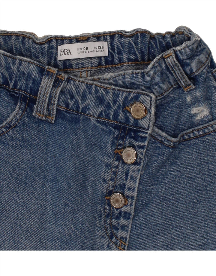 ZARA Girls Distressed Denim Shorts 7-8 Years W24 Blue Vintage Zara and Second-Hand Zara from Messina Hembry 
