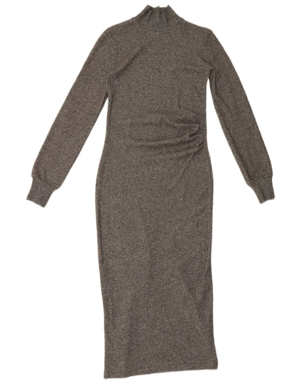 Zara Damen Langarm-Maxikleid UK 8 Small Grau