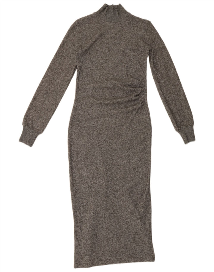 Zara Damen Langarm-Maxikleid UK 8 Small Grau
